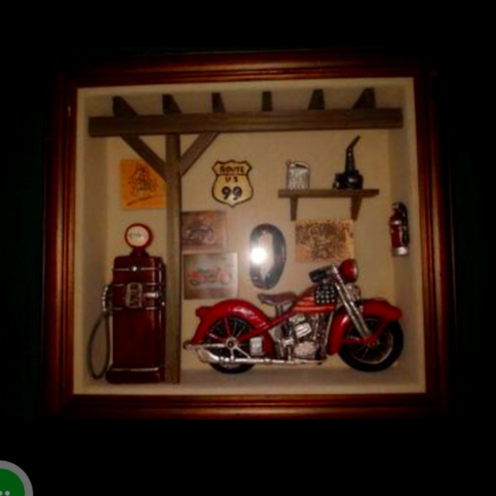 Vintage Motorcycle Garage Diorama